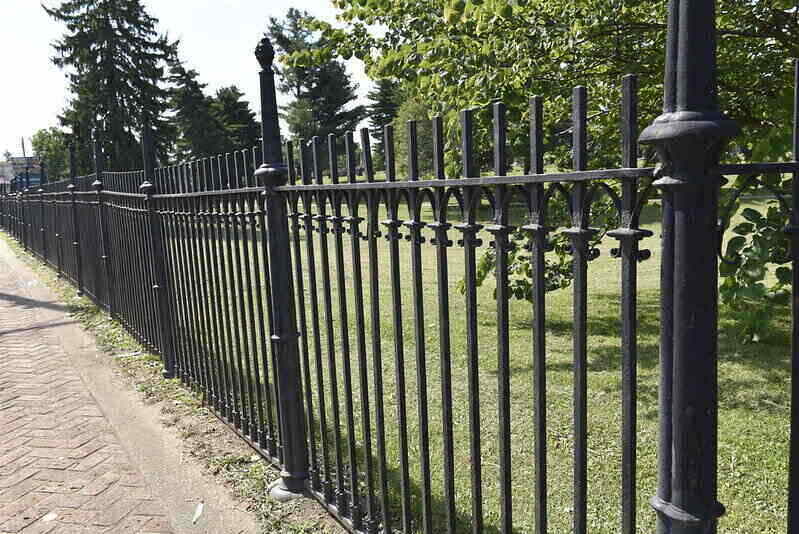 length of an iron fence along a path