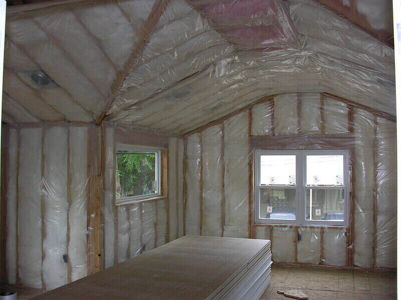 New insulation installed to the walls of a house