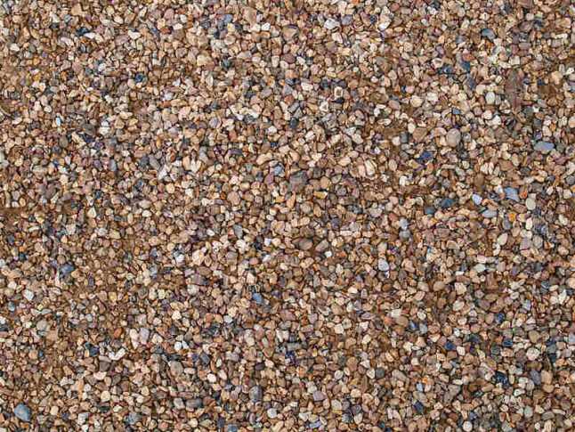 Assorted color pea gravel in a large area