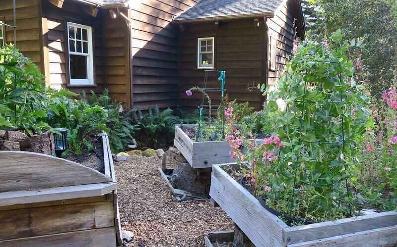 Hand-made raised garden beds using various materials