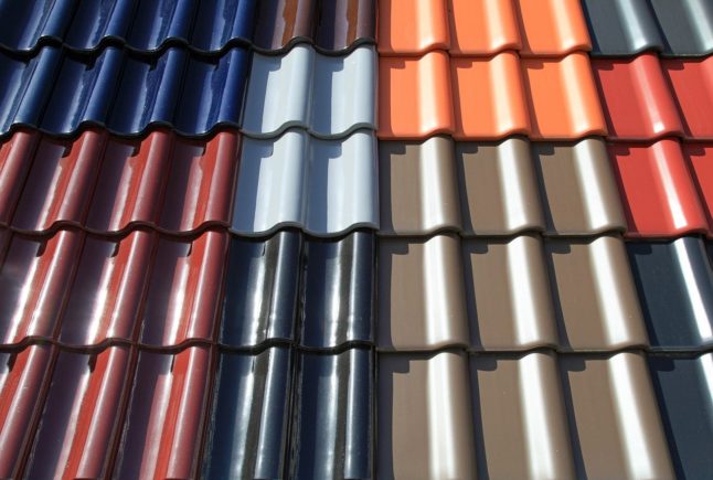 closeup of intense color roofing tiles