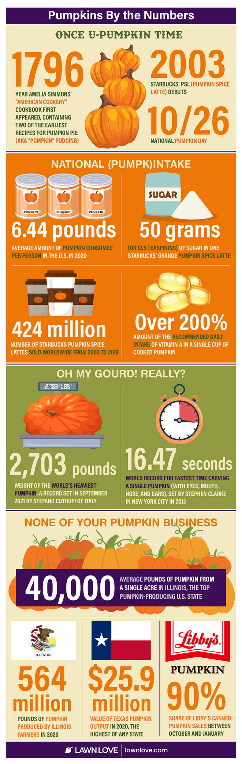 infographic depicting pumpkins by the numbers