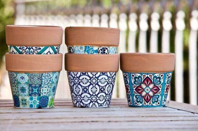 mosaic pots used for container gardening