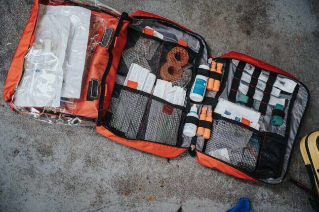 closeup of first aid kit