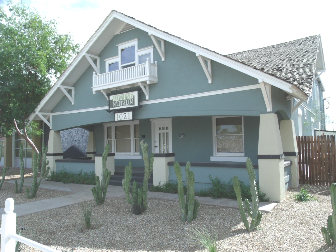 Swindall Tourist Inn in Phoenix features xeriscaping out front. The inn is on the National Register of Historic Places.
