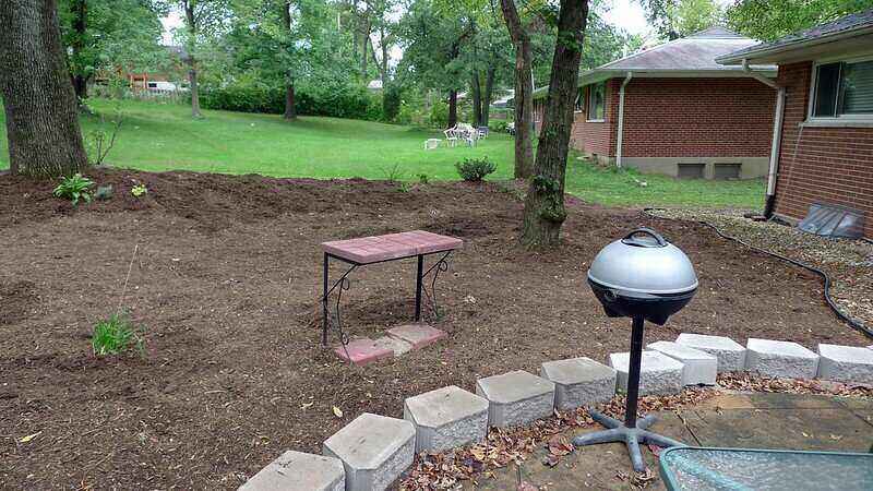 fresh mulch installed in a backyard