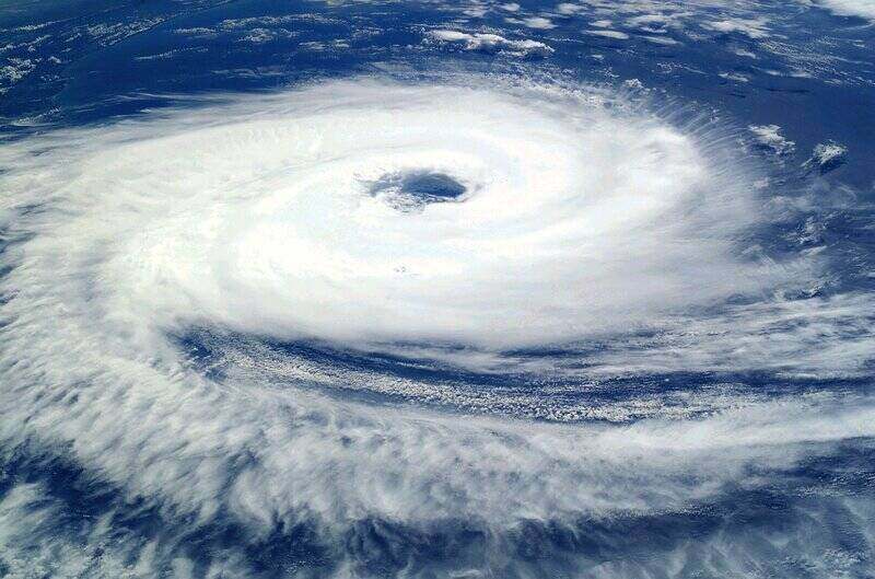 Aerial radar of a cyclone from a hurricane or tropical storm