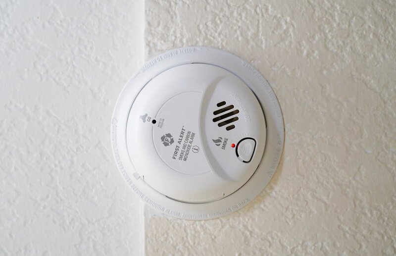 close-up of a smoke and carbon monoxide alarm