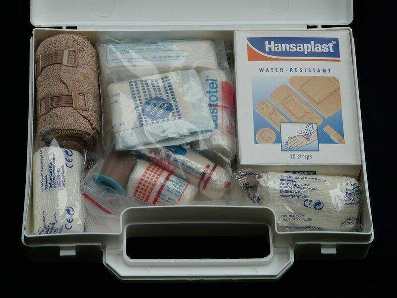 First aid kit full of emergency supplies