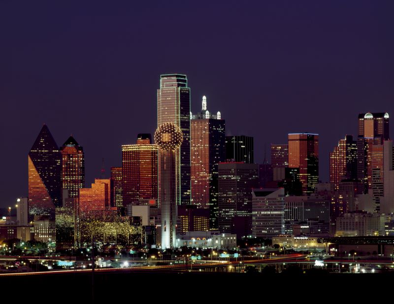 A shot of the Houston, Texas, skyline at night