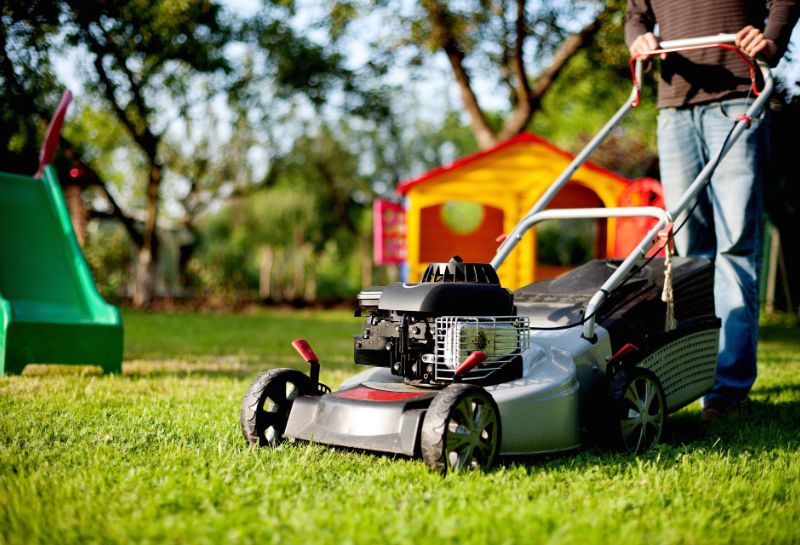 Man mowing lawn