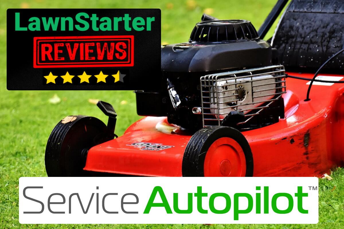 Lawnstarter Reviews: Service Autopilot. Lawnmower background image