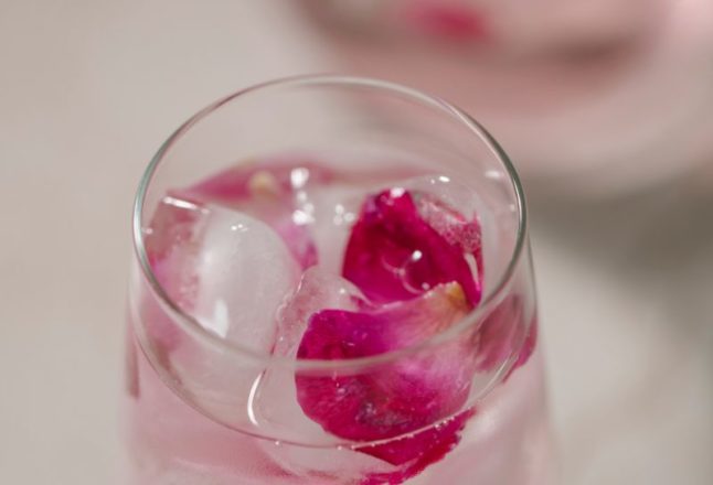 Rose petals in water