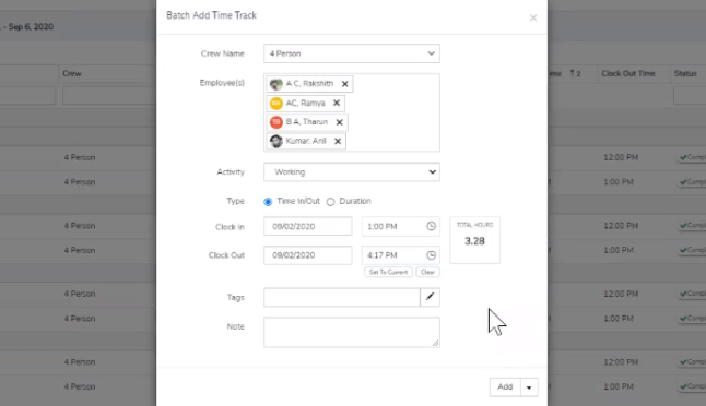 Batch Track time Arborgold