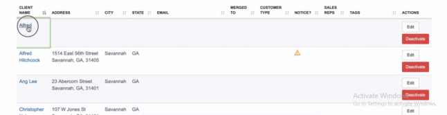 SingleOps Customer data screen