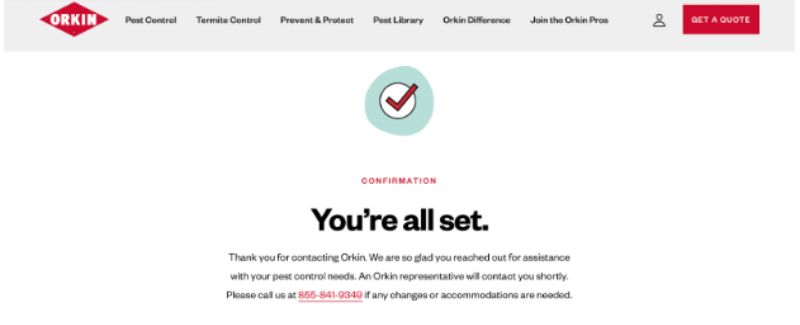 Orkin Confirmation Page