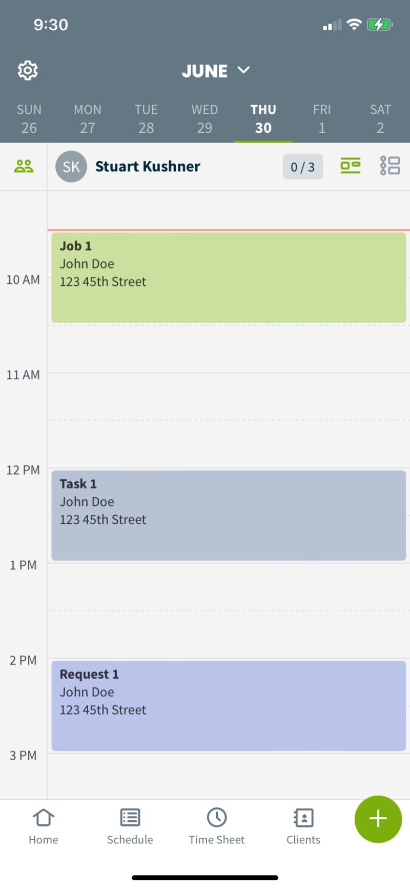 Jobber - Schedule Screen