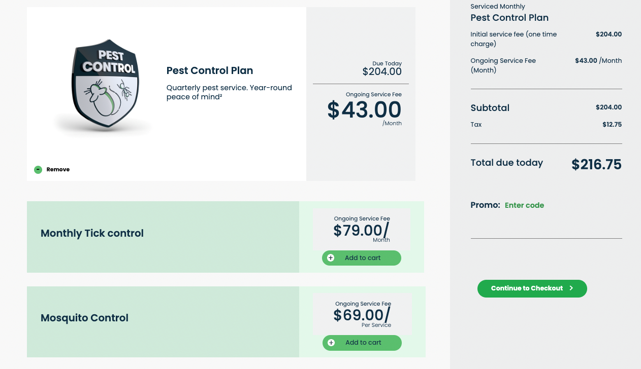 complete your purchase form terminix