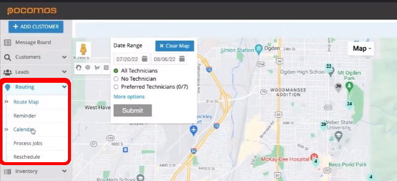 Pocomos routing-menu