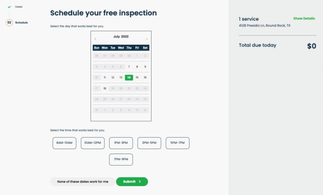 schedule you inspection terminix