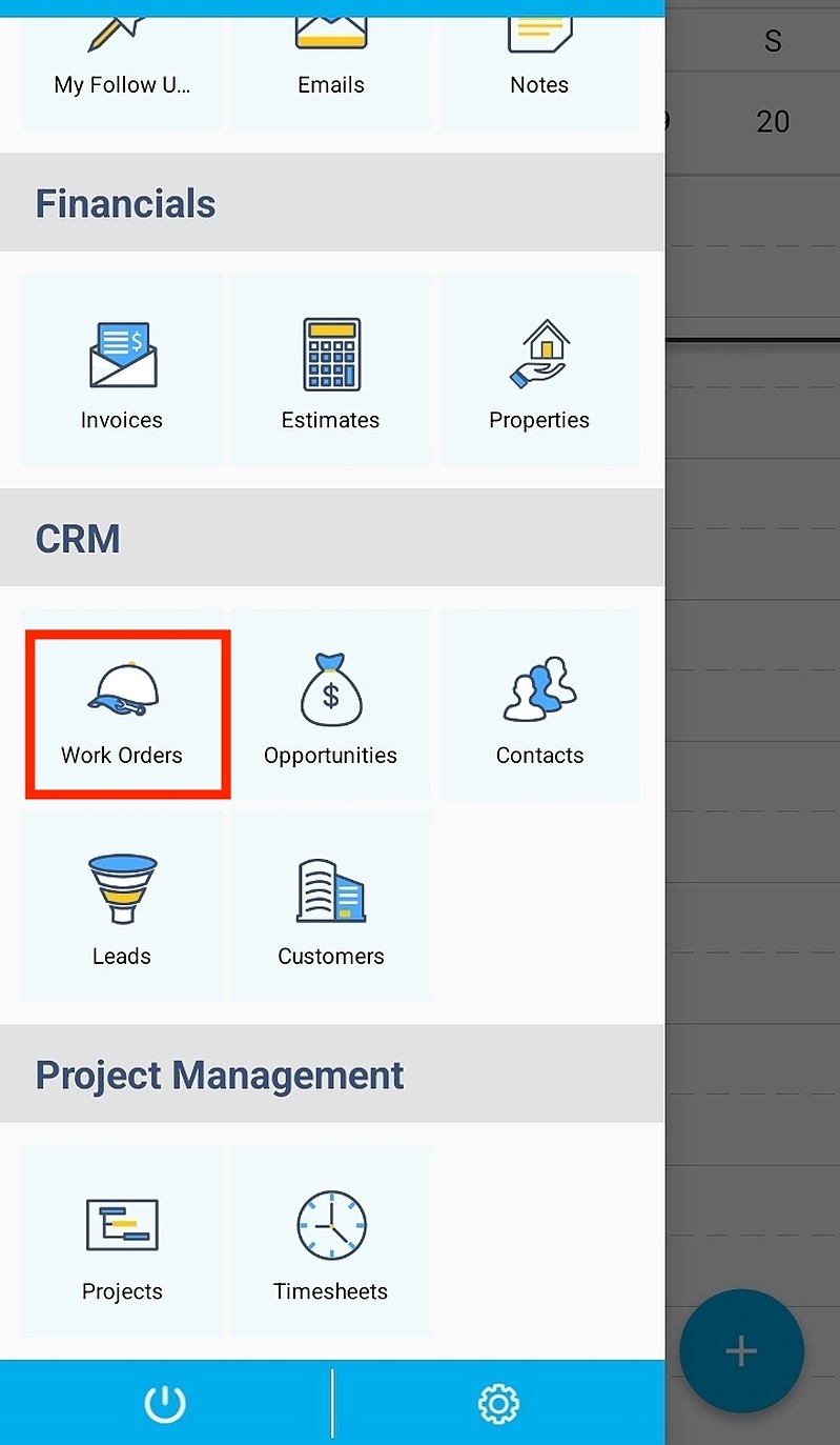 Apptivo App Menu Work Orders