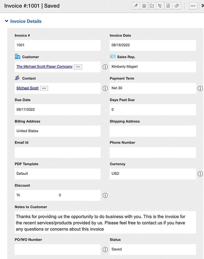 Apptivo Invoice