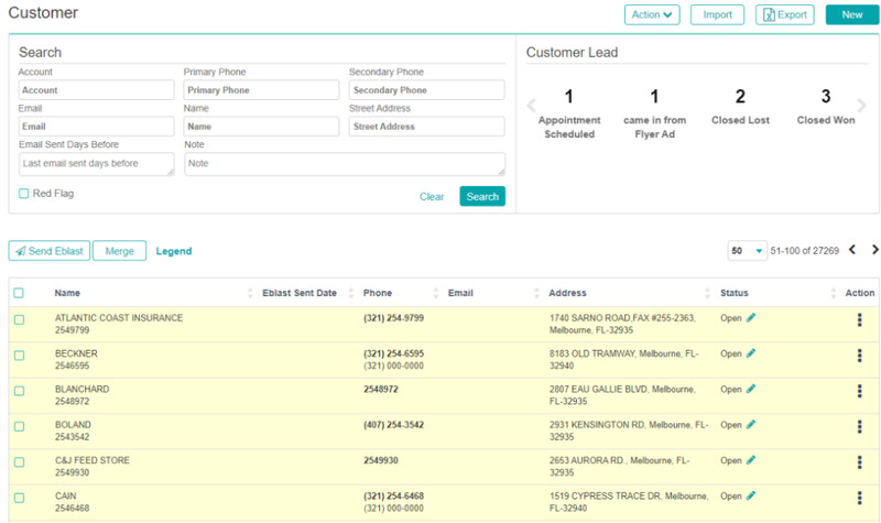 ServiceWorks CRM screen