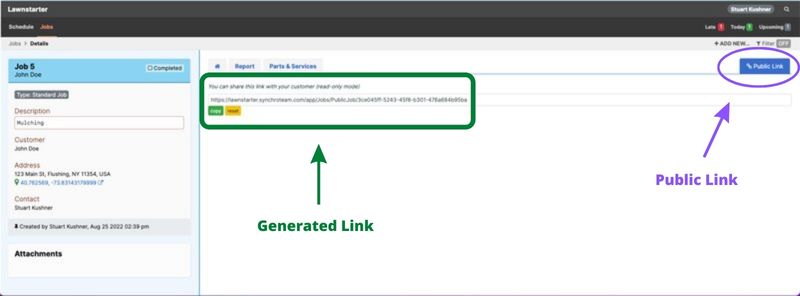 How to generate customer link in Synchroteam