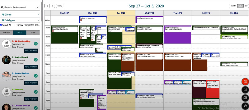 ServiceWorks Schedule board
