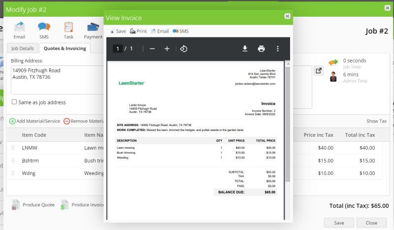 ServiceM8 view invoice