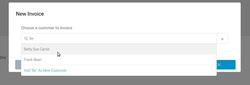 Choosing a customer on Tradify