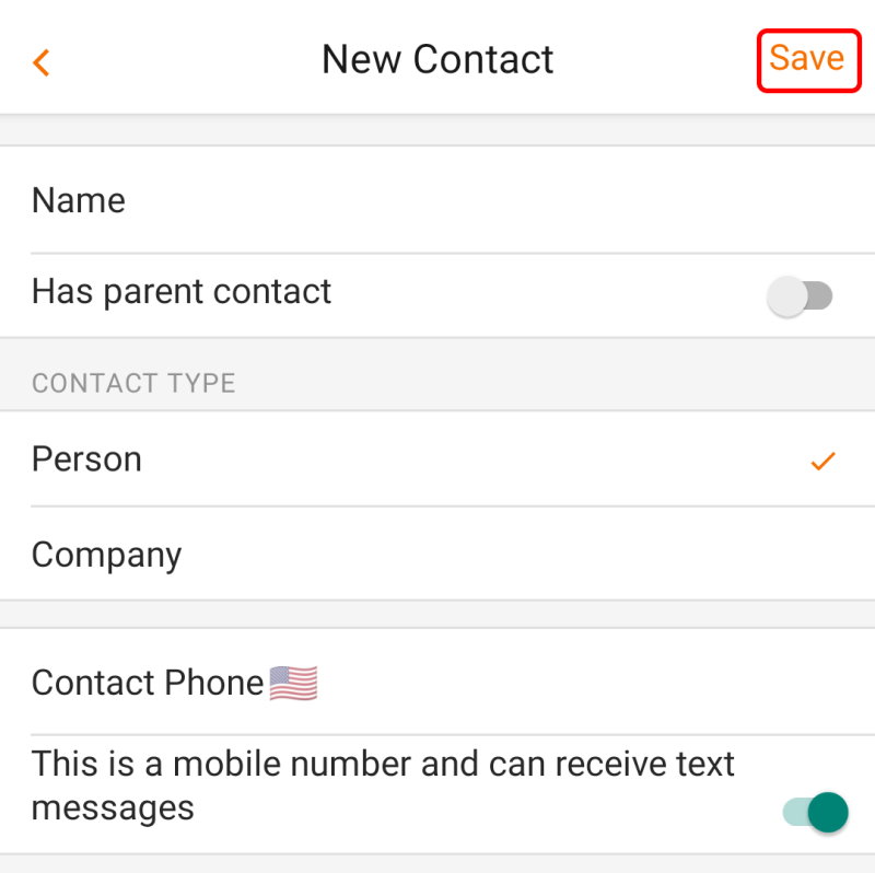 Kickserv save new contact