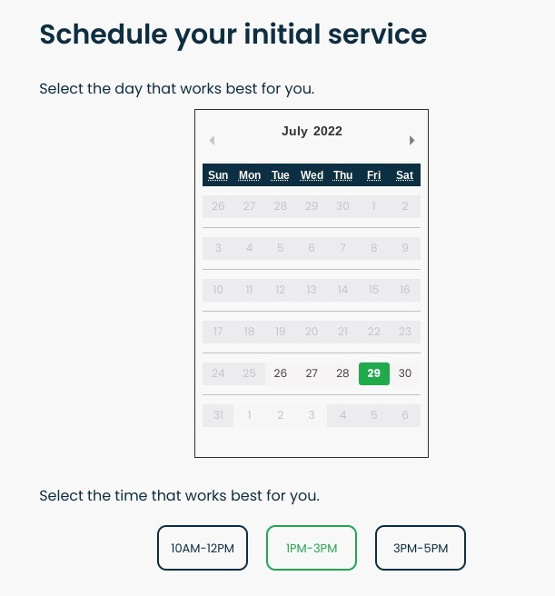 terminix schedule information