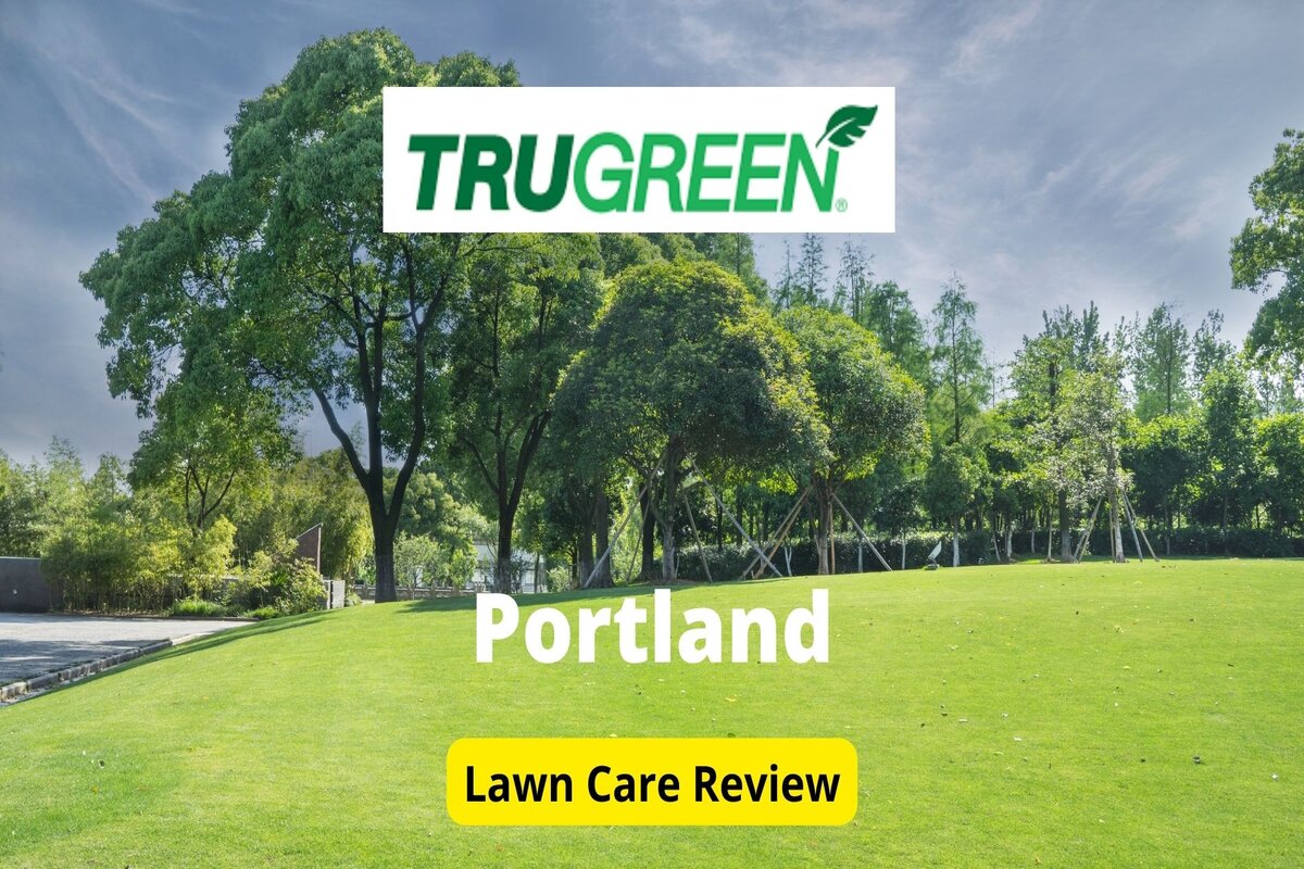 Text: Trugreen in Portland | Background Image: Green garden with trees