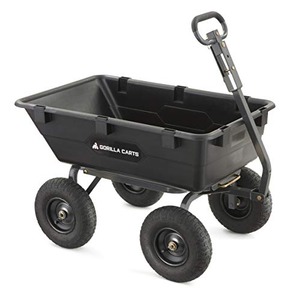 Gorilla Carts Heavy-Duty Poly Yard Dump Cart | 2-In-1 Convertible Handle, 1200 lbs capacity | GOR6PS model