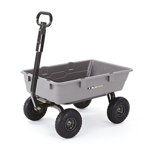 Gorilla Carts Poly Garden Dump Cart with Steel Frame and 10" Pneumatic Tires,800-lbs. Capacity, Gray