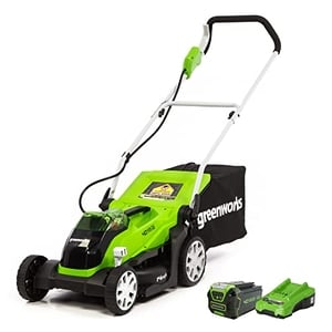 Greenworks 40V 14 Inch Cordless Lawn Mower, 4Ah Battery and Charger Included MO40B410