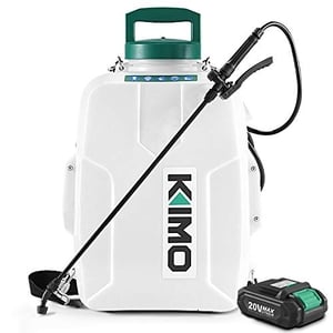 Battery Powered Backpack Sprayer, KIMO 3 Gallon Garden Sprayer w/ 2.0Ah Battery for Long Time Spray, 2 Extended Wands, No Manual Pumping Required Electric Sprayer for Weeding, Spraying, Cleaning