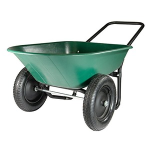 Marathon Yard Rover – 2 Tire Wheelbarrow Garden Cart - Green/Black