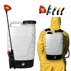 PetraTools 3-Gallon Battery Powered Backpack Sprayer – Extended Spray Time Long-Life Battery - New HD Wand Included, Wide Mouth Lid, Comes with Multiple Nozzles & Battery Included, 65+ PSI