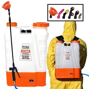 PetraTools 4 Gallon Battery Powered Backpack Sprayer – Extended Spray Time Long-Life Battery - New HD Wand Included, Wide Mouth Lid, Multiple Nozzles & Battery Included