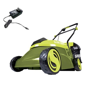 Sun Joe MJ401C 14-Inch 28-Volt Cordless Push Lawn Mower, w/10.6-Gallon Collection Bag, 3-Position Height Adjustment, Safety Key, 14 inches, Green