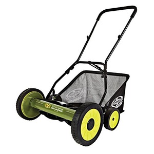 Snow Joe FBA Sun Joe MJ502M 20-Inch Manual Reel Mower w/ 8.5-Gallon Grass Catcher, 9-Position Height Adjustment, Foam Grip, Compact Design, Green