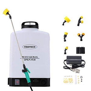 VISOTECH Battery Powered Backpack Sprayer, 5.3 Gallon Battery Powered Sprayer with 87 Psi High Pressure Electric Pump, Sprayer Gardening Tool with 5 Nozzle for Lawns and Gardens