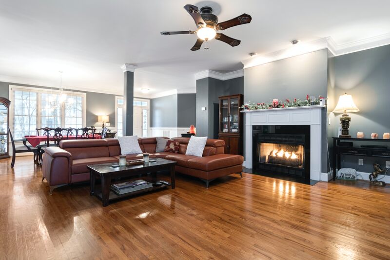 ceiling fan and sofa