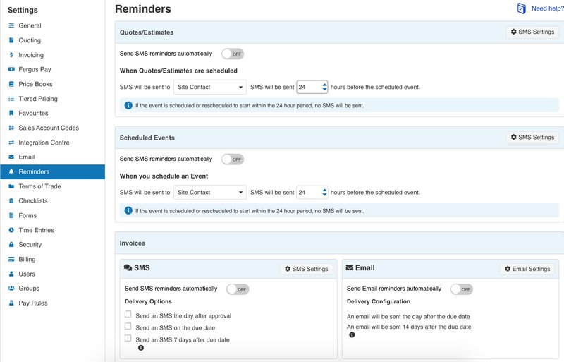 Fergus reminders-setting