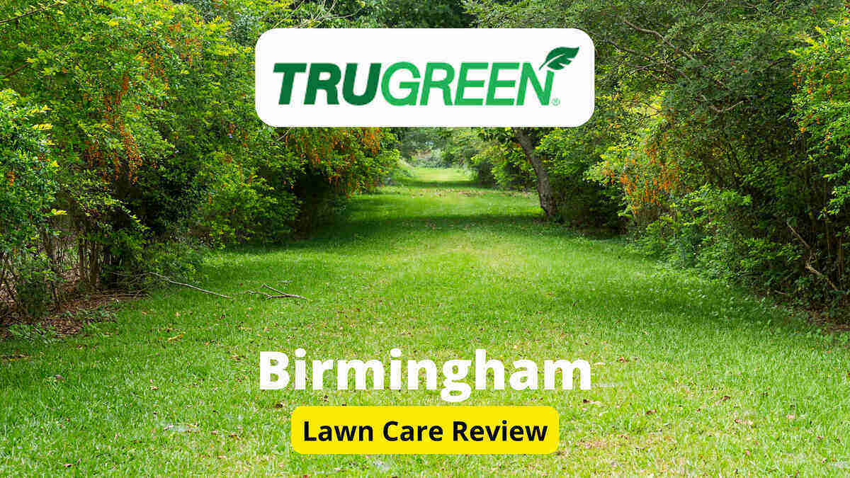 Text: Trugreen in Birmingham | Background Image: Greeny Pathway Trees on Side