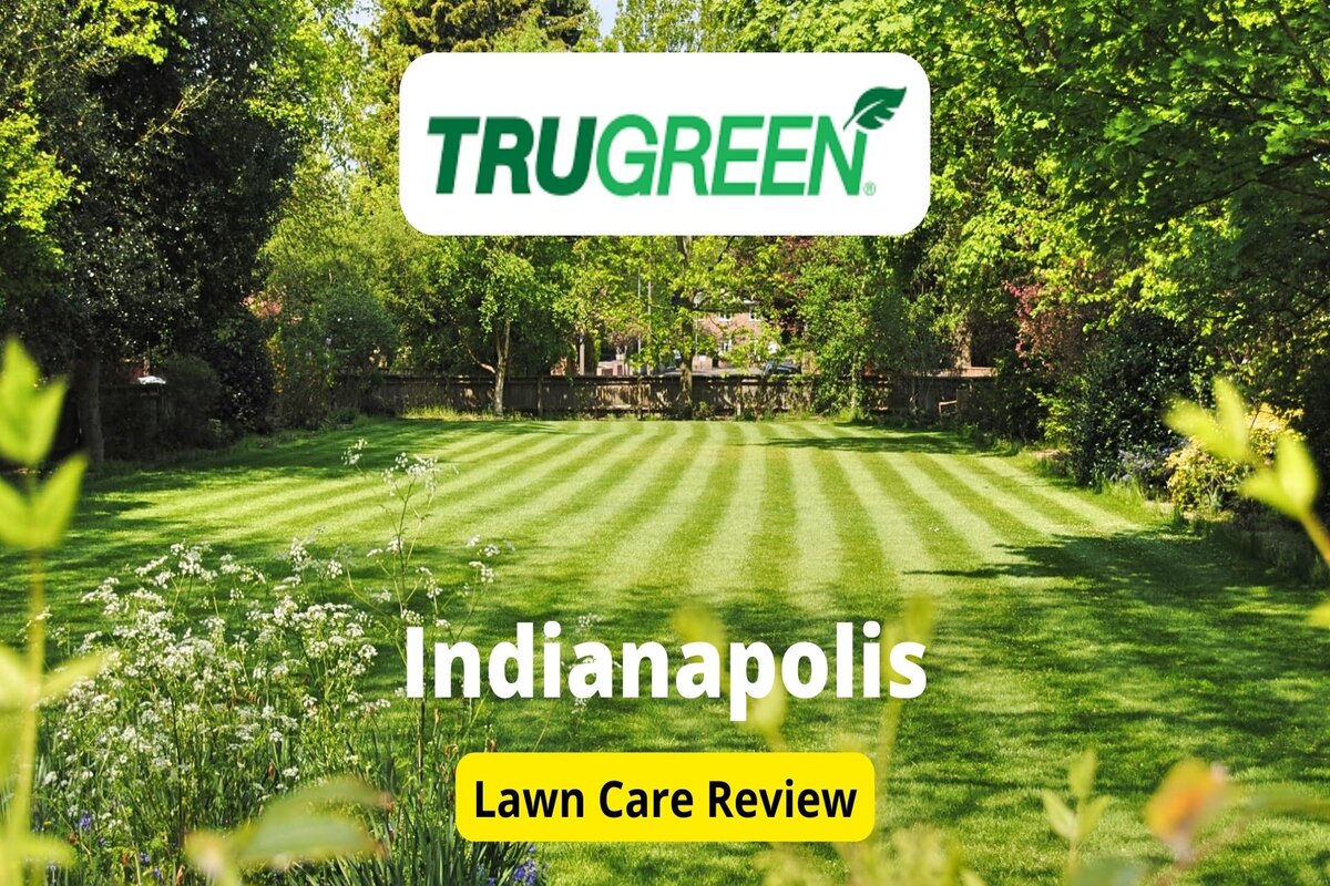 Text: Trugreen in Indianapolis | Background Image: Clean Green Lawn with Trees Around them