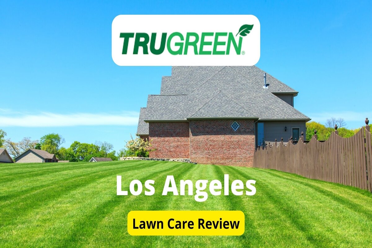 Text: Trugreen in Los Angeles | Background Image: Green Lawn infront of house
