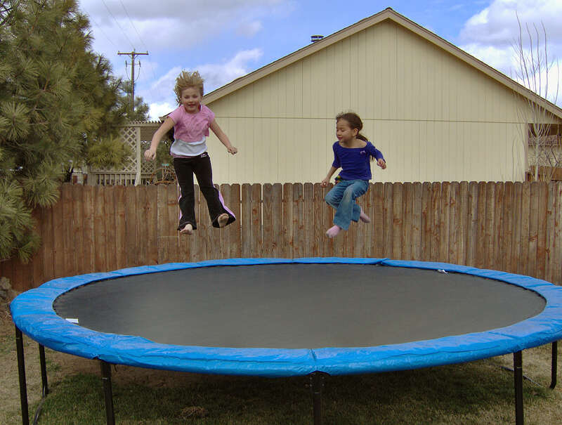 Trampoline in yard